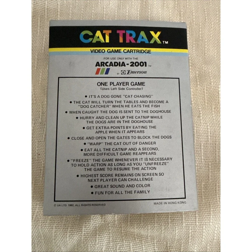 Arcadia 2001 Cat Trax by Emerson 1982 Video Game Cartridge 1 Complete Box